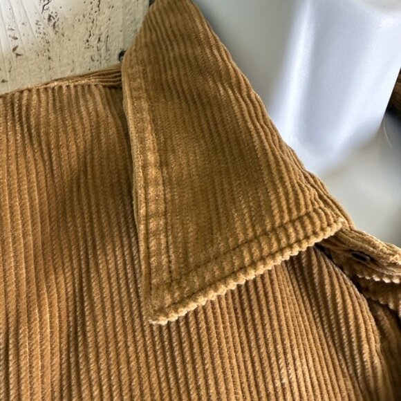 LL Bean Corduroy Sherpa Lined Shirt Jacket Men Large Tan Traditional Fit Snap Up - Picture 10 of 13